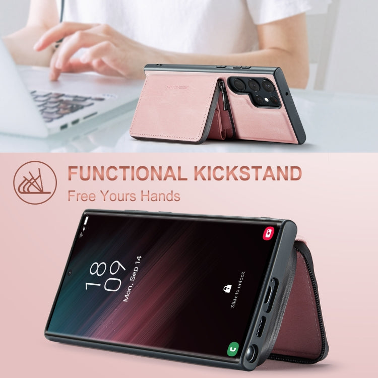 For Samsung Galaxy S24 Ultra 5G JEEHOOD Magnetic Zipper Horizontal Flip Leather Phone Case(Pink) - free shipping - PMC Jewellery - Order now!