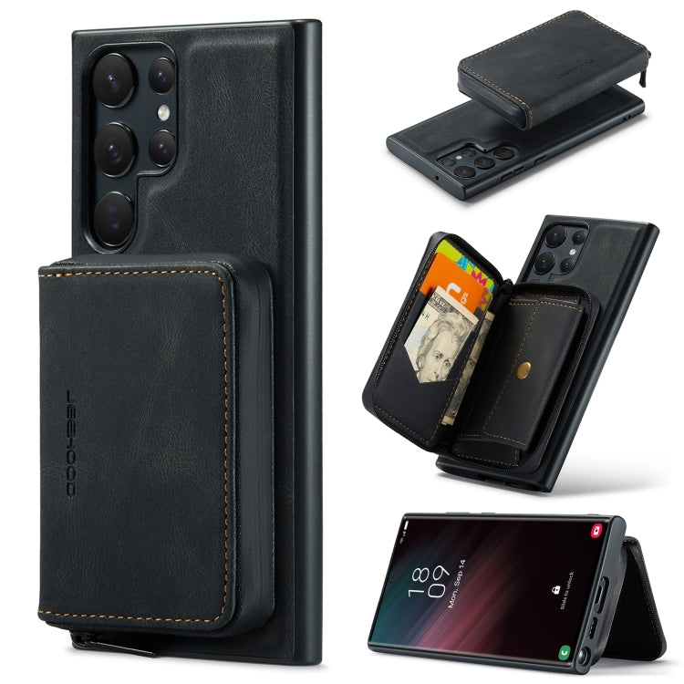 For Samsung Galaxy S24 Ultra 5G JEEHOOD Magnetic Zipper Horizontal Flip Leather Phone Case(Black) - free shipping - PMC Jewellery - Order now!