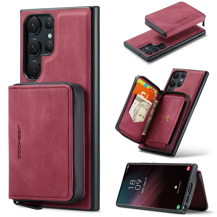 For Samsung Galaxy S24 Ultra 5G JEEHOOD Magnetic Zipper Horizontal Flip Leather Phone Case(Red) - free shipping - PMC Jewellery - Order now!