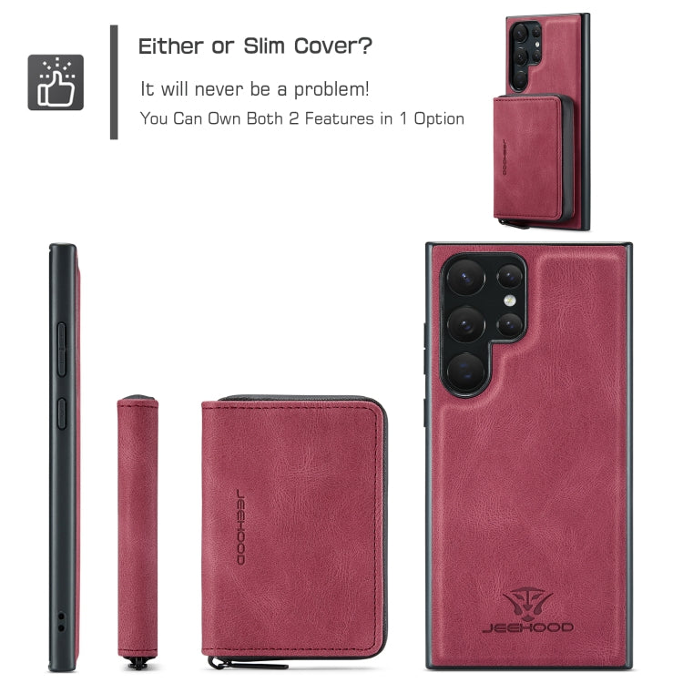 For Samsung Galaxy S24 Ultra 5G JEEHOOD Magnetic Zipper Horizontal Flip Leather Phone Case(Red) - free shipping - PMC Jewellery - Order now!