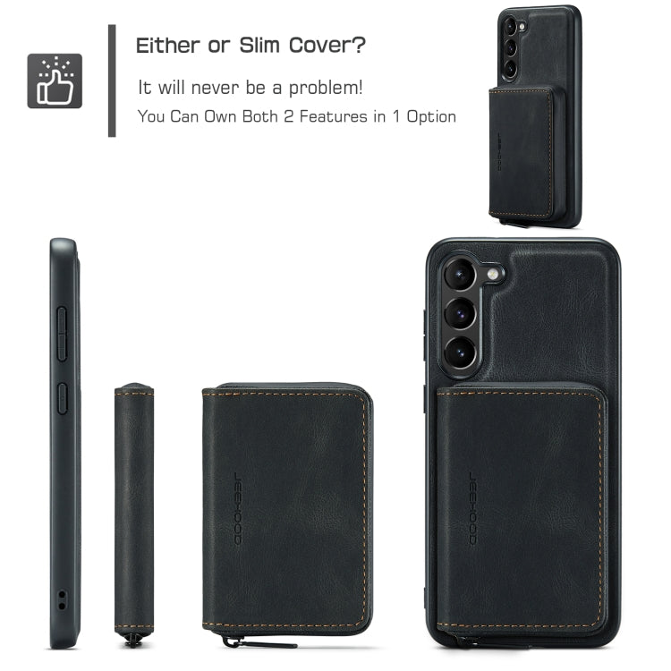 For Samsung Galaxy S24 5G JEEHOOD Magnetic Zipper Horizontal Flip Leather Phone Case(Black) - free shipping - PMC Jewellery - Order now!