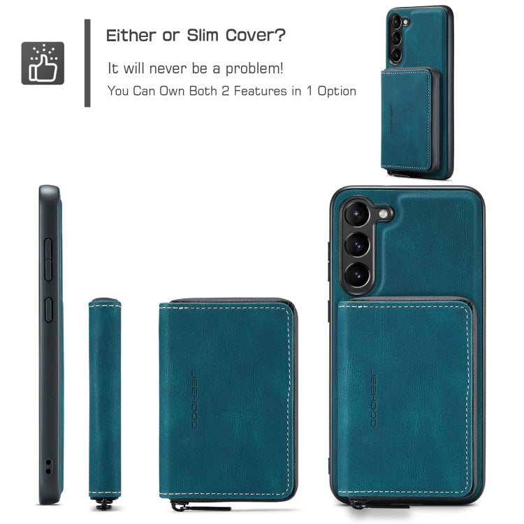 For Samsung Galaxy S24+ 5G JEEHOOD Magnetic Zipper Horizontal Flip Leather Phone Case(Blue) - free shipping - PMC Jewellery - Order now!