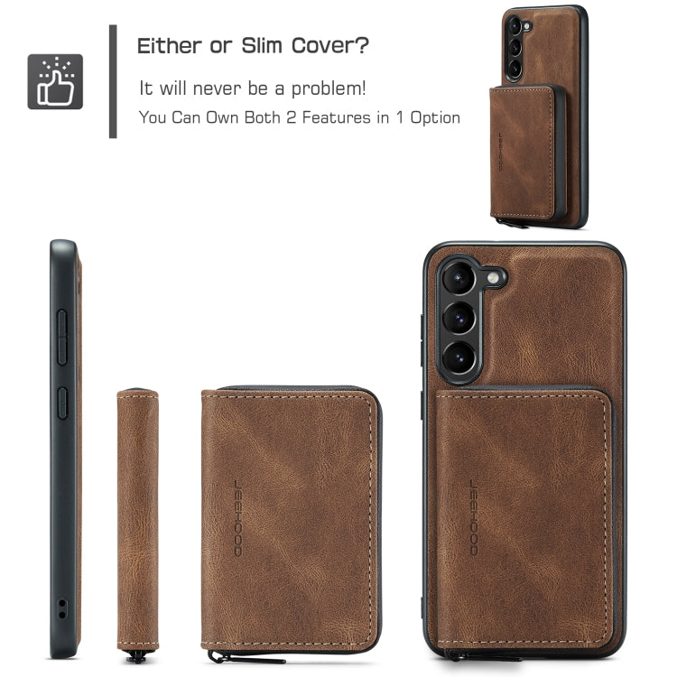 For Samsung Galaxy S24+ 5G JEEHOOD Magnetic Zipper Horizontal Flip Leather Phone Case(Brown) - free shipping - PMC Jewellery - Order now!