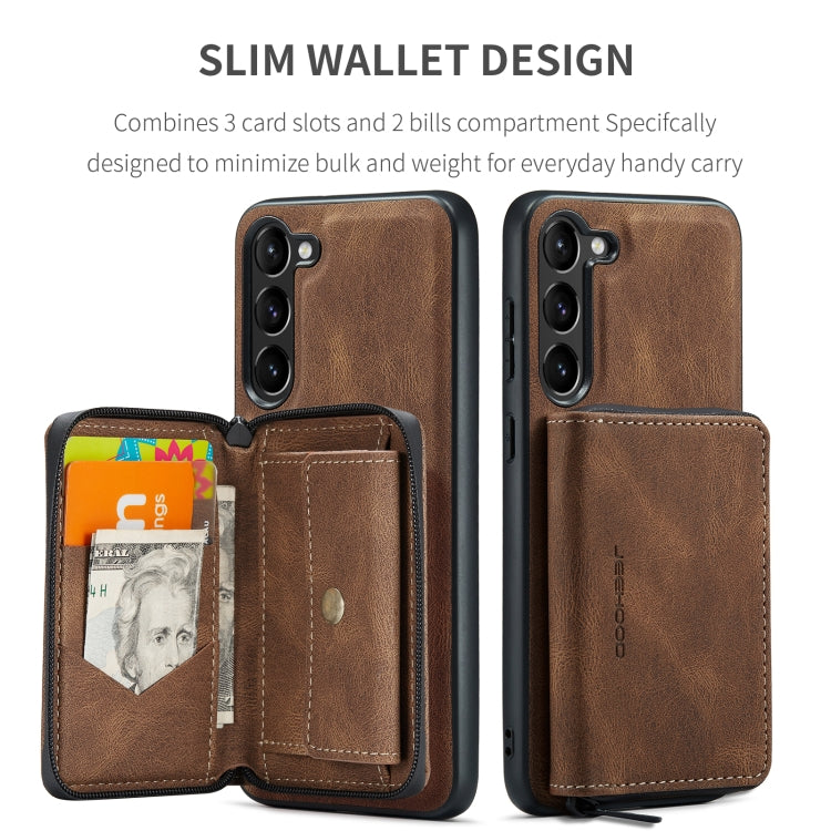 For Samsung Galaxy S24+ 5G JEEHOOD Magnetic Zipper Horizontal Flip Leather Phone Case(Brown) - Galaxy S24+ 5G Cases by JEEHOOD | Online Shopping South Africa | PMC Jewellery | Buy Now Pay Later Mobicred