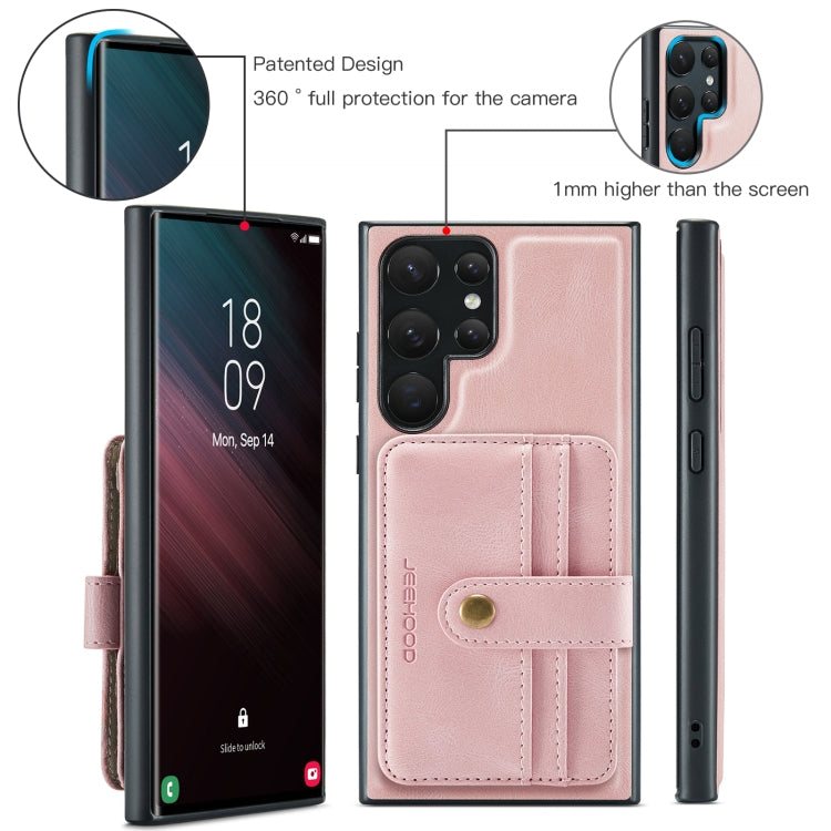 For Samsung Galaxy S24 Ultra 5G JEEHOOD RFID Blocking Anti-Theft Magnetic Phone Case(Pink) - Galaxy S24 Ultra 5G Cases by JEEHOOD | Online Shopping South Africa | PMC Jewellery | Buy Now Pay Later Mobicred