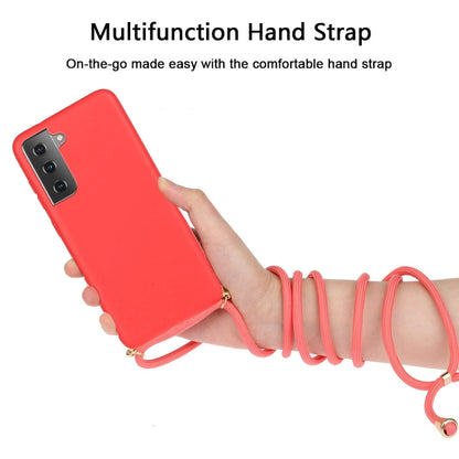 For Samsung Galaxy A34 5G Wheat Straw Material + TPU Phone Case with Lanyard(Red) - Galaxy Phone Cases by PMC Jewellery | Online Shopping South Africa | PMC Jewellery