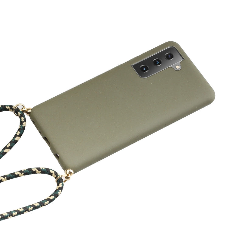 For Samsung Galaxy A54 5G Wheat Straw Material + TPU Phone Case with Lanyard(Army Green) - Galaxy Phone Cases by PMC Jewellery | Online Shopping South Africa | PMC Jewellery