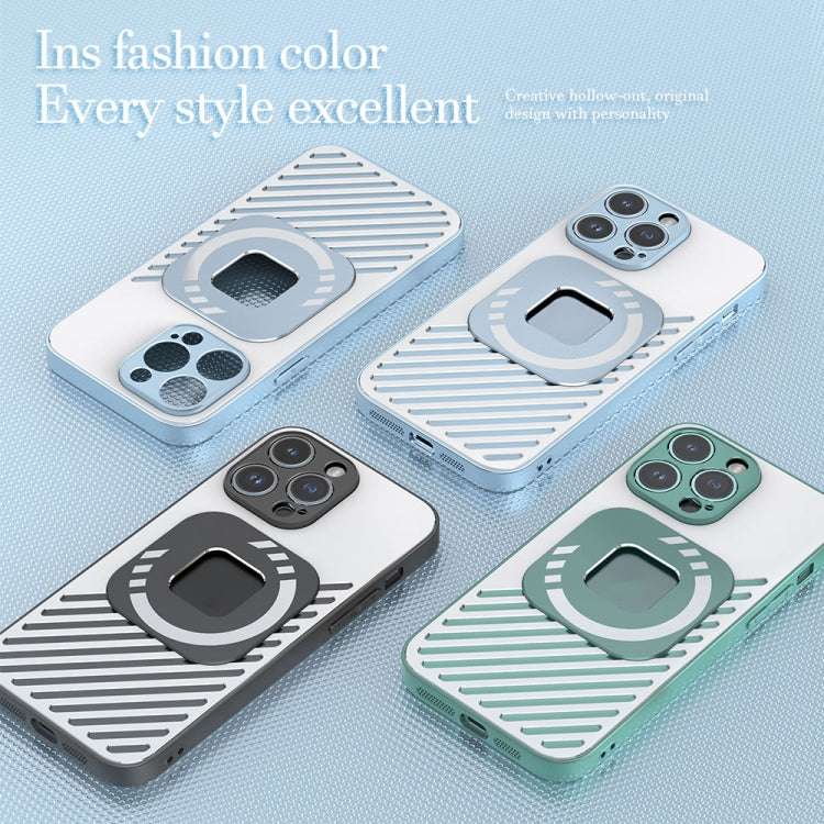 For iPhone 14 Plus R-JUST Square Round Mirror PC+TPU Phone Case(Green) - iPhone 14 Plus Cases by R-JUST | Online Shopping South Africa | PMC TechLife