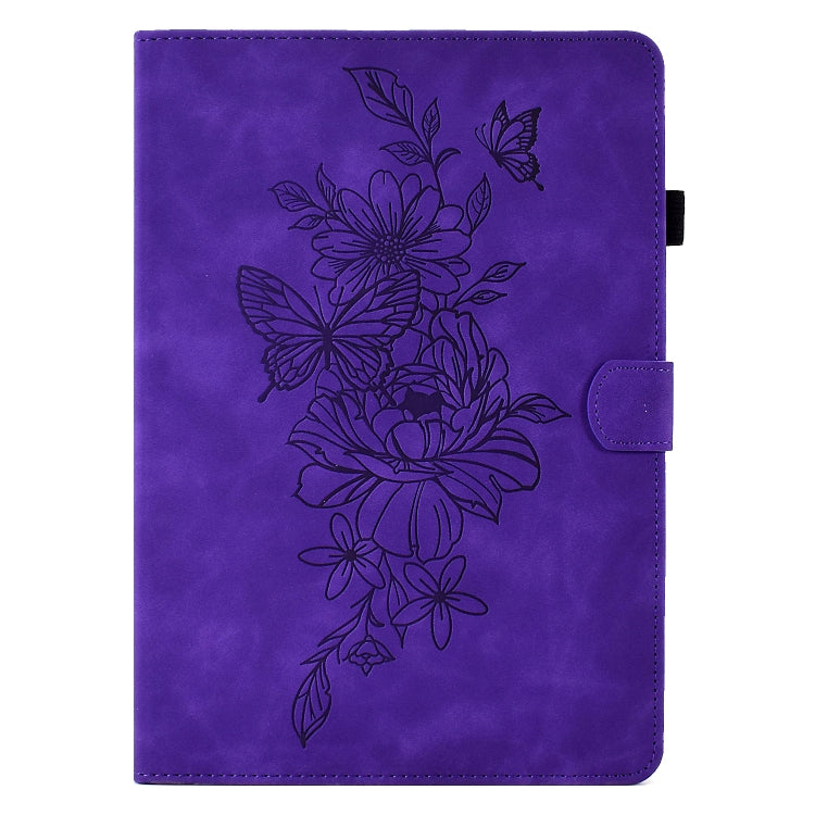 For 10 inch Tablets Peony Butterfly Embossed Leather Tablet Case(Purple) - 10 - 11 inch by PMC TechLife | Online Shopping South Africa | PMC TechLife | Buy Now Pay Later Mobicred