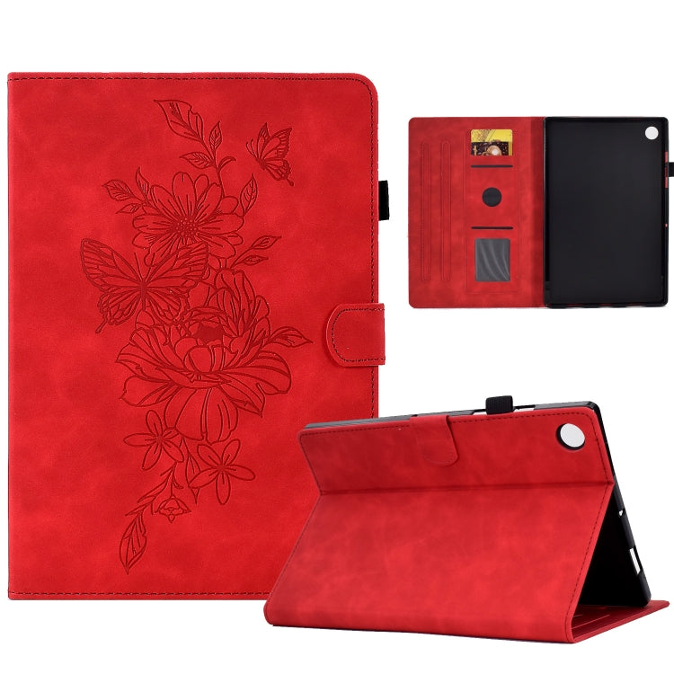 Peony Butterfly Embossed Leather Tablet Case For Huawei MatePad T 10 / T 10s / Honor Tablet Enjoy 2 / Pad X6 / Pad 6(Red) - Honor by PMC TechLife | Online Shopping South Africa | PMC TechLife | Buy Now Pay Later Mobicred