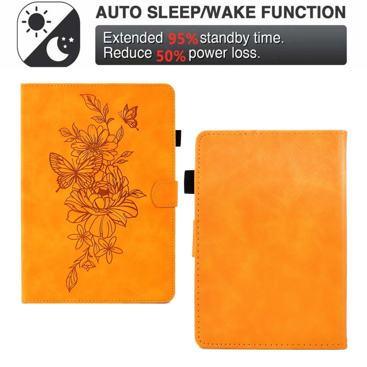 For Amazon Kindle 11th 2022 Peony Butterfly Embossed Leather Smart Tablet Case(Khaki) - Amazon by PMC TechLife | Online Shopping South Africa | PMC TechLife | Buy Now Pay Later Mobicred