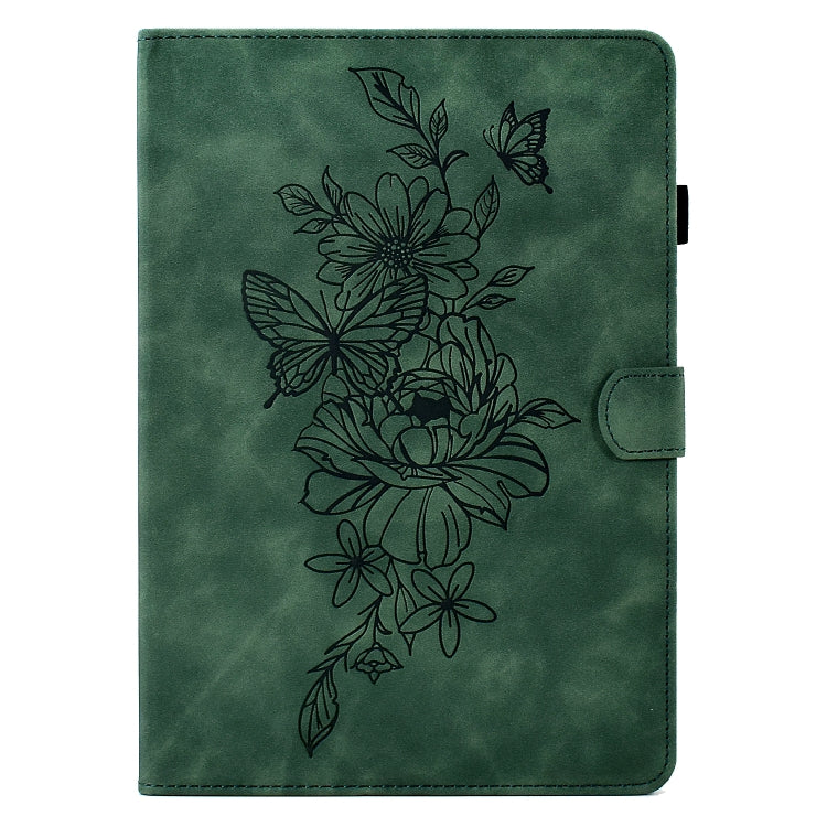 For Amazon Kindle Fire HD8 2020 Peony Butterfly Embossed Leather Smart Tablet Case(Green) - Amazon by PMC TechLife | Online Shopping South Africa | PMC TechLife | Buy Now Pay Later Mobicred