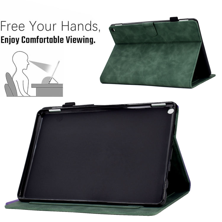For Amazon Kindle Fire HD8 2020 Peony Butterfly Embossed Leather Smart Tablet Case(Green) - Amazon by PMC TechLife | Online Shopping South Africa | PMC TechLife | Buy Now Pay Later Mobicred