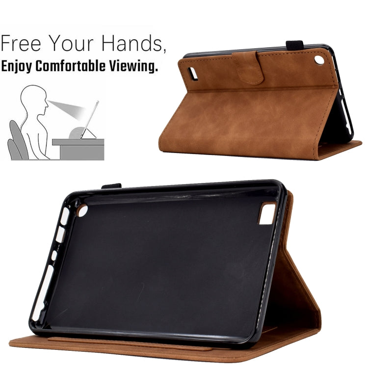 For Amazon Kindle Fire 7 2019/2017/2015 Peony Butterfly Embossed Leather Smart Tablet Case(Brown) - Amazon by PMC TechLife | Online Shopping South Africa | PMC TechLife | Buy Now Pay Later Mobicred