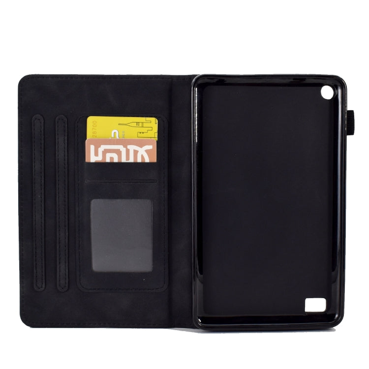 For Amazon Kindle Fire 7 2019/2017/2015 Peony Butterfly Embossed Leather Smart Tablet Case(Black) - Amazon by PMC TechLife | Online Shopping South Africa | PMC TechLife | Buy Now Pay Later Mobicred