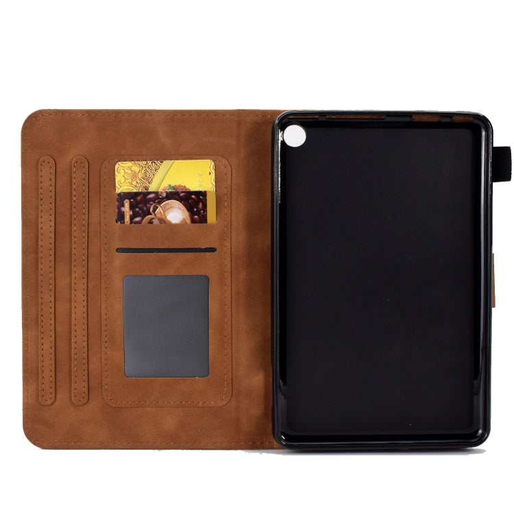 For Amazon Kindle Fire 7 2022 Peony Butterfly Embossed Leather Smart Tablet Case(Brown) - Amazon by PMC TechLife | Online Shopping South Africa | PMC TechLife | Buy Now Pay Later Mobicred