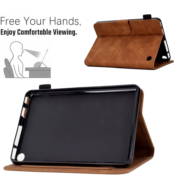 For Amazon Kindle Fire 7 2022 Peony Butterfly Embossed Leather Smart Tablet Case(Brown) - Amazon by PMC TechLife | Online Shopping South Africa | PMC TechLife | Buy Now Pay Later Mobicred