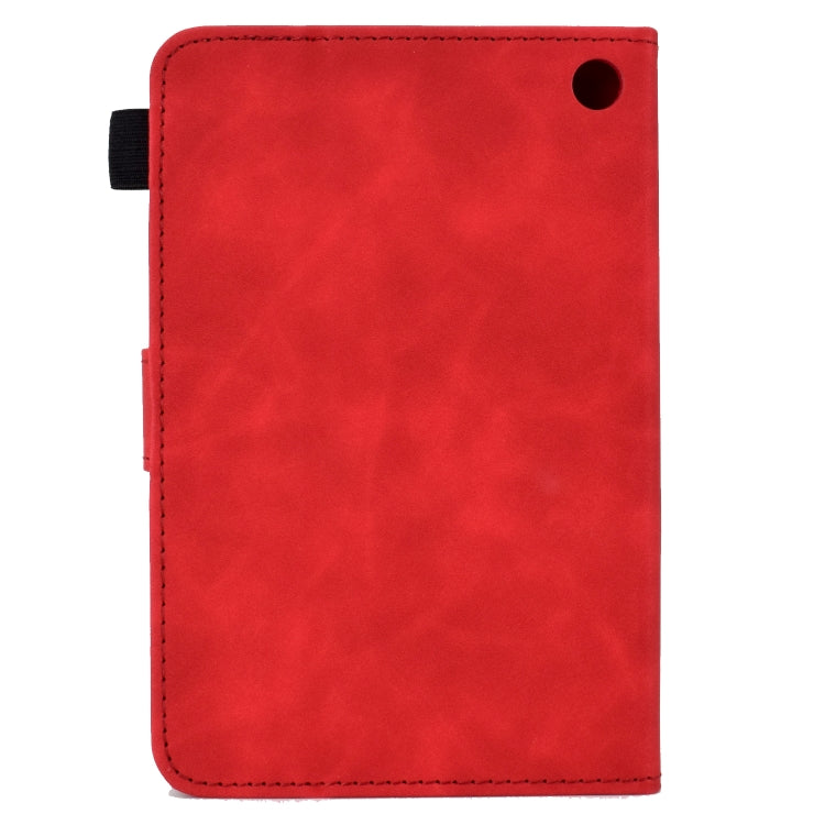 For Amazon Kindle Fire 7 2022 Peony Butterfly Embossed Leather Smart Tablet Case(Red) - Amazon by PMC TechLife | Online Shopping South Africa | PMC TechLife | Buy Now Pay Later Mobicred