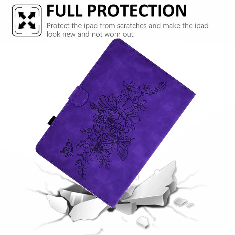 For Amazon Kindle Paperwhite 5 Peony Butterfly Embossed Leather Smart Tablet Case(Purple) - Amazon by PMC TechLife | Online Shopping South Africa | PMC TechLife | Buy Now Pay Later Mobicred