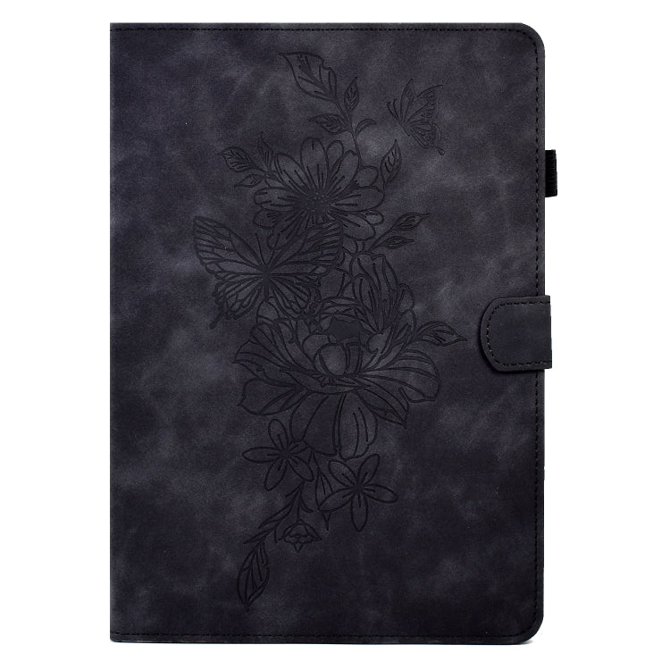 For Lenovo Tab M10 Plus 3rd Gen Peony Butterfly Embossed Leather Smart Tablet Case(Black) - Lenovo by PMC TechLife | Online Shopping South Africa | PMC TechLife | Buy Now Pay Later Mobicred