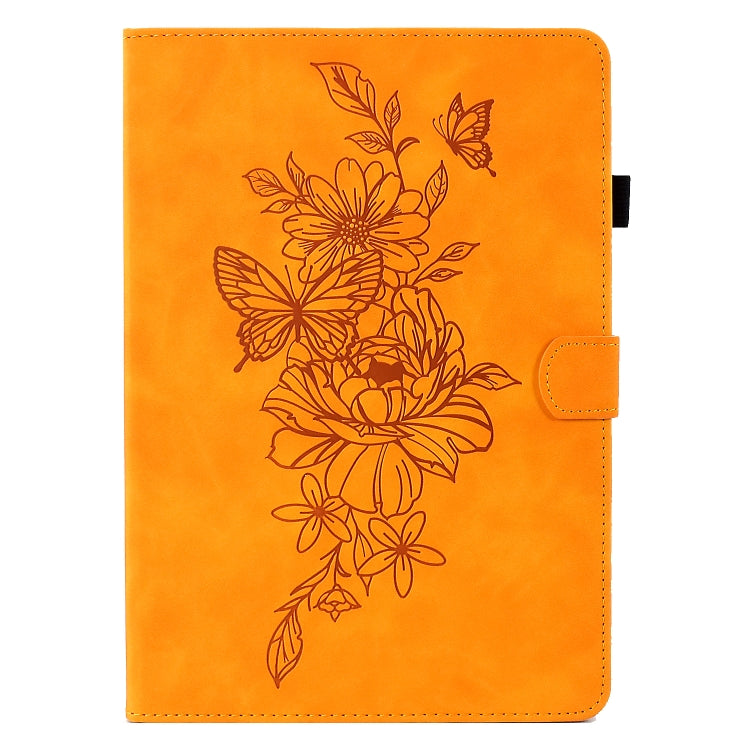 For Lenovo Tab M10 Plus 3rd Gen Peony Butterfly Embossed Leather Smart Tablet Case(Khaki) - Lenovo by PMC TechLife | Online Shopping South Africa | PMC TechLife | Buy Now Pay Later Mobicred