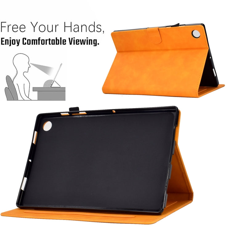 For Lenovo Tab M10 Plus 3rd Gen Peony Butterfly Embossed Leather Smart Tablet Case(Khaki) - Lenovo by PMC TechLife | Online Shopping South Africa | PMC TechLife | Buy Now Pay Later Mobicred