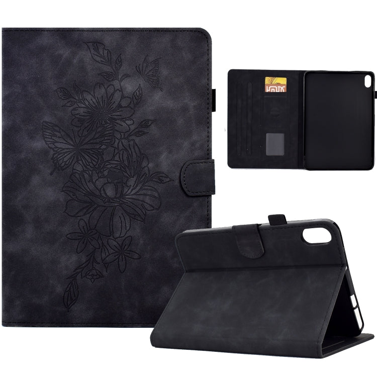 For Lenovo Tab P11 Peony Butterfly Embossed Leather Smart Tablet Case(Black) - Lenovo by PMC TechLife | Online Shopping South Africa | PMC TechLife | Buy Now Pay Later Mobicred