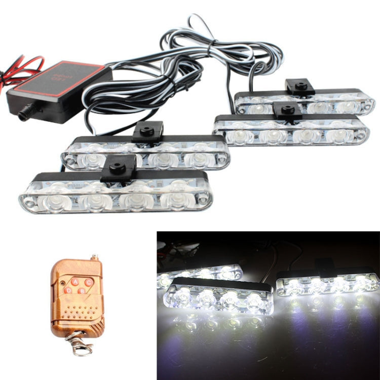 4 in 1 Car 16LEDs Grille Flash Lights Warning Lights with Wireless Remote Control(White) - Warning Lights by PMC Jewellery | Online Shopping South Africa | PMC Jewellery | Buy Now Pay Later Mobicred