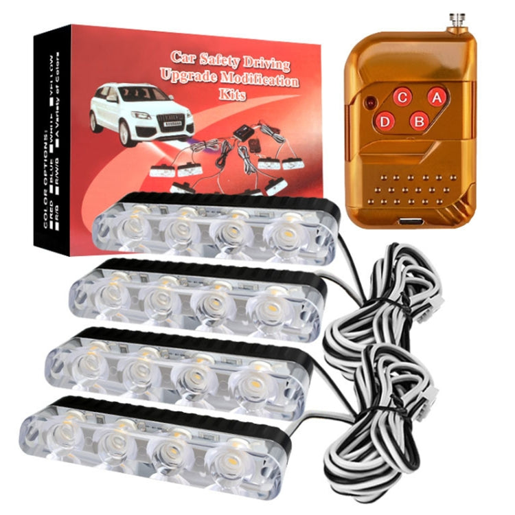 4 in 1 Car 16LEDs Grille Flash Lights Warning Lights with Wireless Remote Control(Red Blue) - Warning Lights by PMC TechLife | Online Shopping South Africa | PMC TechLife | Buy Now Pay Later Mobicred