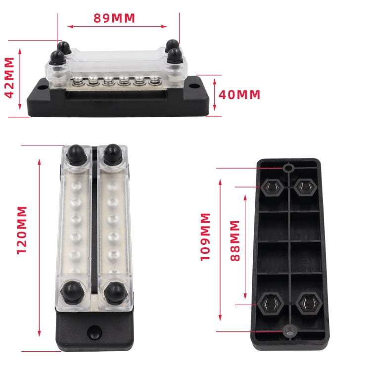 CP-3024 150A 12-48V RV Yacht Double-row 6-way Busbar with 16pcs Terminals(Black) - Booster Cable & Clip by PMC Jewellery | Online Shopping South Africa | PMC Jewellery | Buy Now Pay Later Mobicred