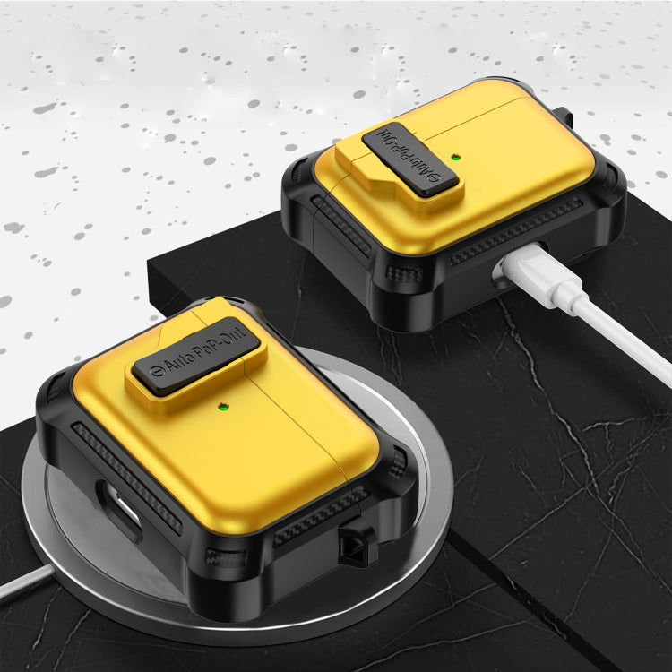 For AirPods Pro Signal Flag Wireless Earphones Case with Security Lock(Yellow) - For AirPods Pro by PMC Jewellery | Online Shopping South Africa | PMC Jewellery | Buy Now Pay Later Mobicred