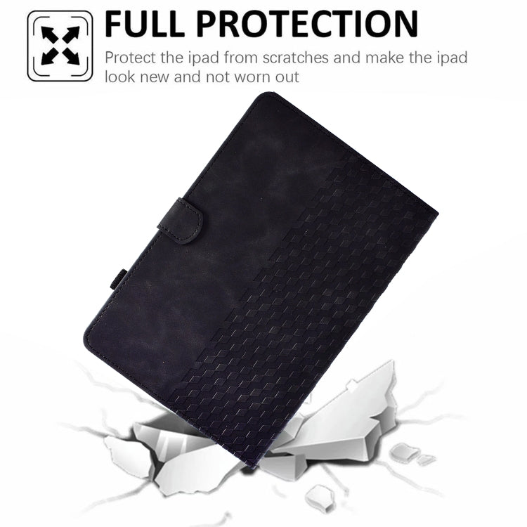 For Lenovo Tab M10 / M10 Plus FHD X606F Rhombus Embossed Leather Smart Tablet Case(Black) - Lenovo by PMC TechLife | Online Shopping South Africa | PMC TechLife | Buy Now Pay Later Mobicred