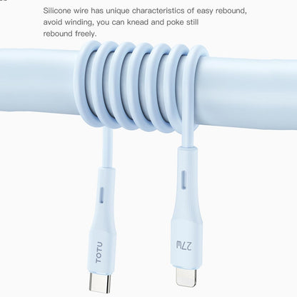 TOTU BPD-013 Skin Sense Series Type-C to 8 Pin Silicone Fast Charging Data Cable, Length:1m(Blue) - 2 in 1 Cable by TOTUDESIGN | Online Shopping South Africa | PMC Jewellery | Buy Now Pay Later Mobicred