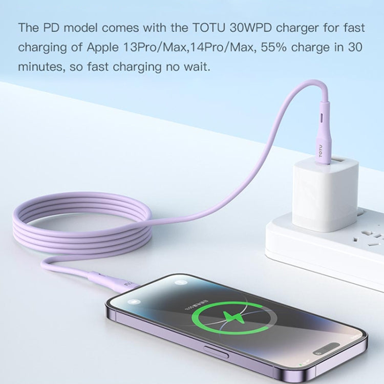 TOTU BPD-013 Skin Sense Series Type-C to 8 Pin Silicone Fast Charging Data Cable, Length:2m(Black) - 2 in 1 Cable by TOTUDESIGN | Online Shopping South Africa | PMC Jewellery | Buy Now Pay Later Mobicred