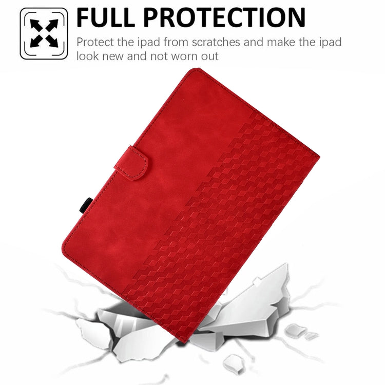 For Amazon Kindle Fire 7 2019 / 2017 / 2015 Rhombus Embossed Leather Tablet Case(Red) - Amazon by PMC TechLife | Online Shopping South Africa | PMC TechLife | Buy Now Pay Later Mobicred