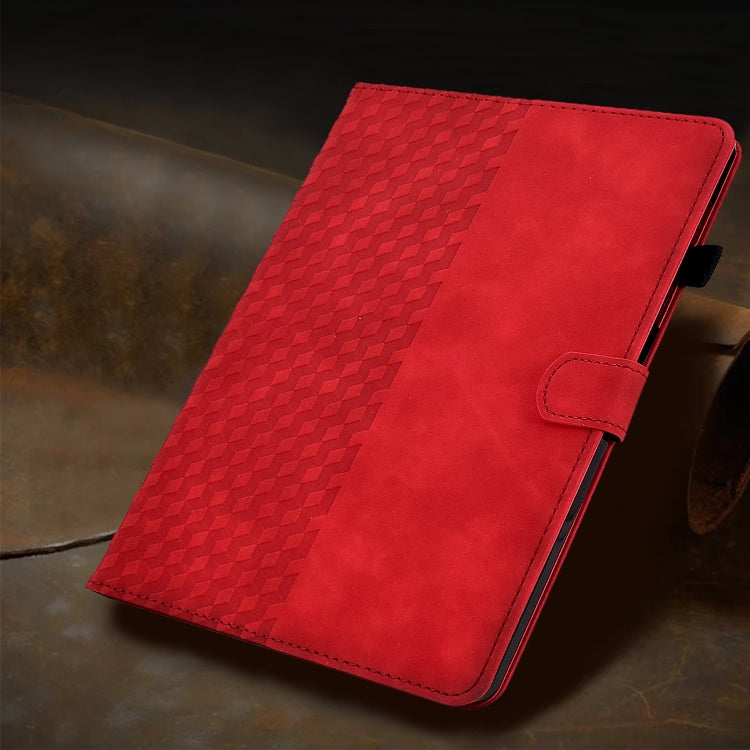 For Amazon Kindle Fire 7 2019 / 2017 / 2015 Rhombus Embossed Leather Tablet Case(Red) - Amazon by PMC TechLife | Online Shopping South Africa | PMC TechLife | Buy Now Pay Later Mobicred