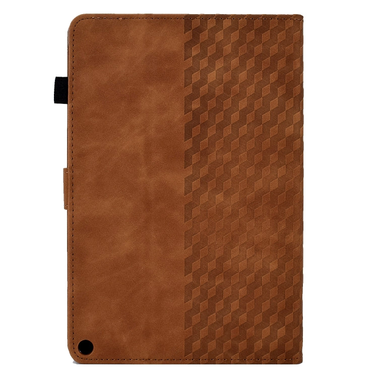 For Amazon Kindle Fire HD10 Plus 2021 Rhombus Embossed Leather Tablet Case(Brown) - Amazon by PMC TechLife | Online Shopping South Africa | PMC TechLife | Buy Now Pay Later Mobicred