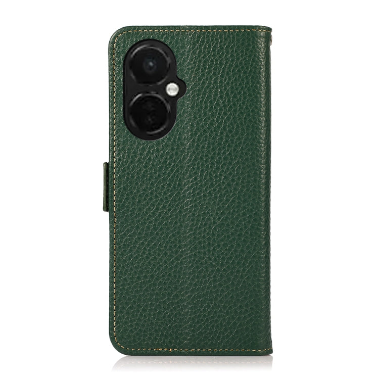For OnePlus Nord CE 3 KHAZNEH Side-Magnetic Litchi Genuine Leather RFID Phone Case(Green) - free shipping - PMC TechLife - Order now!