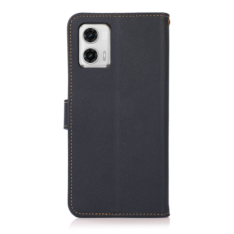 For Motorola Moto G73 5G KHAZNEH Custer Texture RFID Genuine Leather Phone Case(Blue) - Motorola Cases by PMC TechLife | Online Shopping South Africa | PMC TechLife | Buy Now Pay Later Mobicred