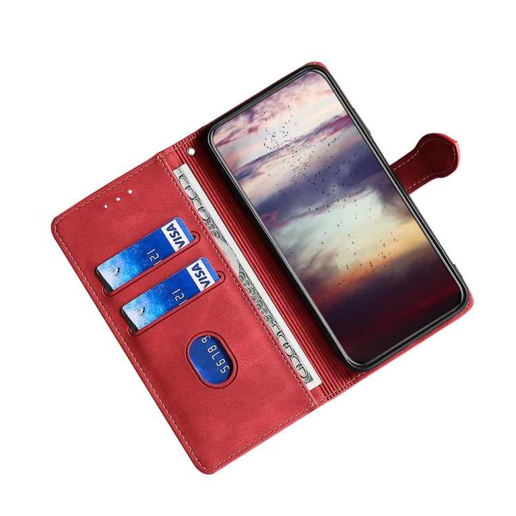 For OPPO Reno8 T 4G Skin Feel Magnetic Buckle Leather Phone Case(Red) - OPPO Cases by PMC Jewellery | Online Shopping South Africa | PMC Jewellery | Buy Now Pay Later Mobicred