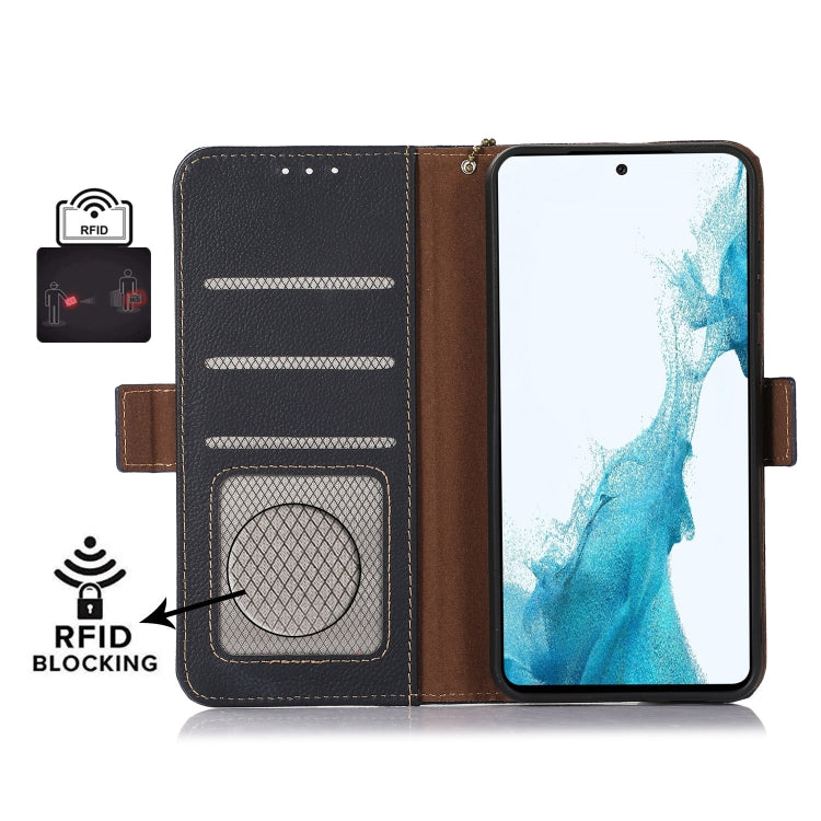 For Sony Xperia 10 IV Side-Magnetic TJ Genuine Leather RFID Phone Case(Blue) - Sony Cases by PMC TechLife | Online Shopping South Africa | PMC TechLife | Buy Now Pay Later Mobicred