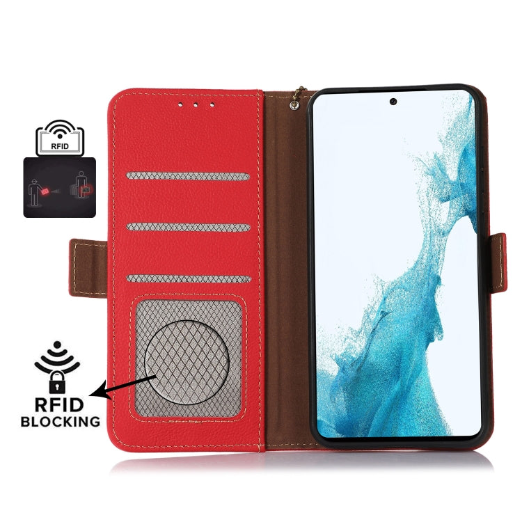 For Sony Xperia 10 IV Side-Magnetic TJ Genuine Leather RFID Phone Case(Red) - Sony Cases by PMC TechLife | Online Shopping South Africa | PMC TechLife | Buy Now Pay Later Mobicred