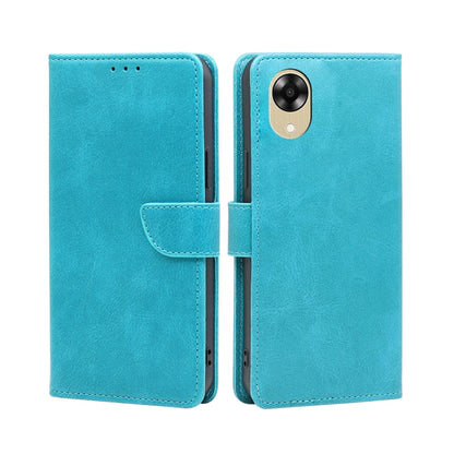 For OPPO A17k Calf Texture Buckle Flip Leather Phone Case(Light Blue) - OPPO Cases by PMC Jewellery | Online Shopping South Africa | PMC Jewellery