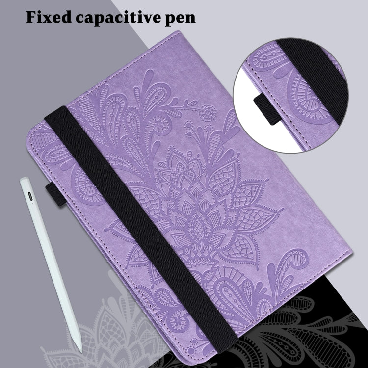 For Lenovo Pad Pro 2022 11.2 inch / Tab P11 Pro Gen 2 Lace Flower Embossing Pattern Leather Tablet Case(Purple) - Lenovo by PMC TechLife | Online Shopping South Africa | PMC TechLife | Buy Now Pay Later Mobicred