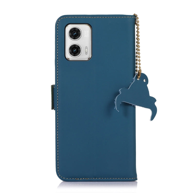 For Motorola Moto G73 5G Genuine Leather Magnetic RFID Leather Phone Case(Blue) - Motorola Cases by PMC TechLife | Online Shopping South Africa | PMC TechLife | Buy Now Pay Later Mobicred
