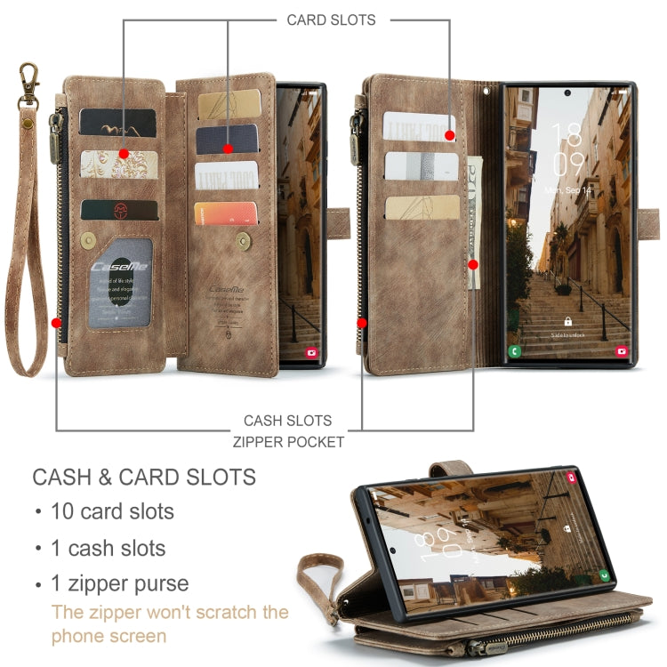 For Samsung Galaxy S23 Ultra 5G CaseMe C30 Multifunctional Leather Phone Case(Brown) - Galaxy S23 Ultra 5G Cases by CaseMe | Online Shopping South Africa | PMC Jewellery | Buy Now Pay Later Mobicred