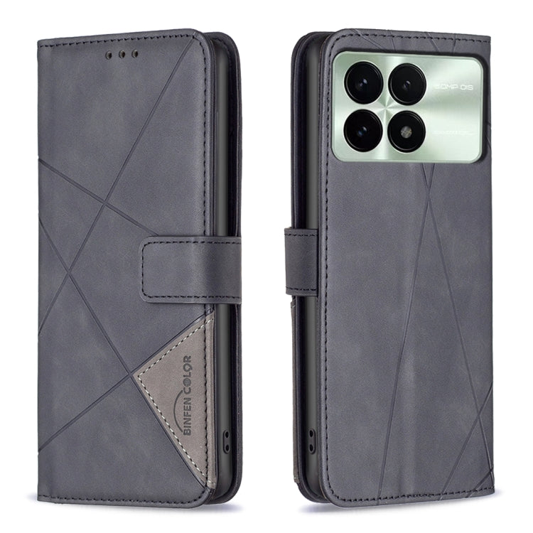 For Xiaomi Redmi K70 / K70 Pro Magnetic Buckle Rhombus Texture Leather Phone Case(Black) - K70 Pro Cases by PMC Jewellery | Online Shopping South Africa | PMC Jewellery | Buy Now Pay Later Mobicred