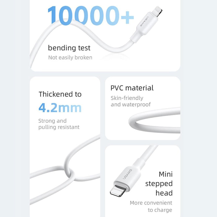 USAMS US-SJ612 U84 PD20W USB-C / Type-C to 8 Pin Charging Data Cable, Cable Length:3m(White) - 2 in 1 Cable by USAMS | Online Shopping South Africa | PMC Jewellery | Buy Now Pay Later Mobicred