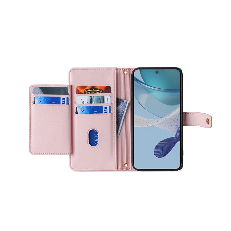 For OnePlus Ace 2/11R Sheep Texture Cross-body Zipper Wallet Leather Phone Case(Pink) - OnePlus Cases by PMC TechLife | Online Shopping South Africa | PMC TechLife | Buy Now Pay Later Mobicred