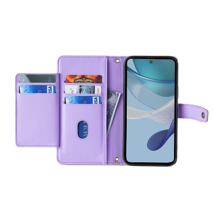 For OnePlus Ace 2/11R Sheep Texture Cross-body Zipper Wallet Leather Phone Case(Purple) - OnePlus Cases by PMC TechLife | Online Shopping South Africa | PMC TechLife | Buy Now Pay Later Mobicred